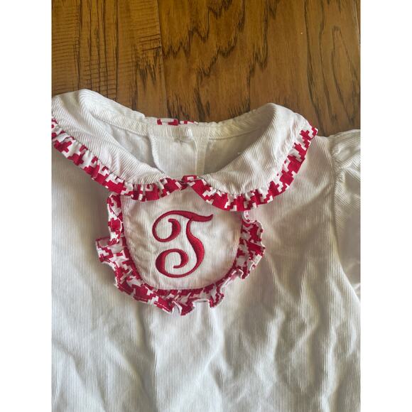 Girls size 5 Posh Pickle Letter T Monogram Red and White Dress Christmas - Picture 2 of 4